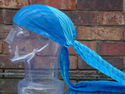 Sheer Headwrap Handwoven Three Tone Blue Scarf Ope