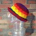 Large Rainbow Pattern Winter Hat Hand Made Bowler 