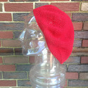 Inspirit Arts TAM Beret Hat Red Hand Made Crochet 