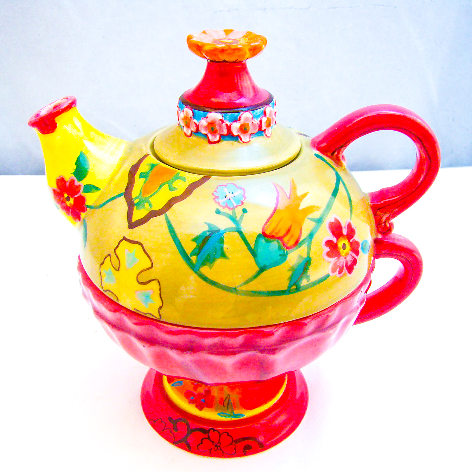 Tracy Porter HandPainted FLORAL TeaforOne Set (Teapot/Cup Combo
