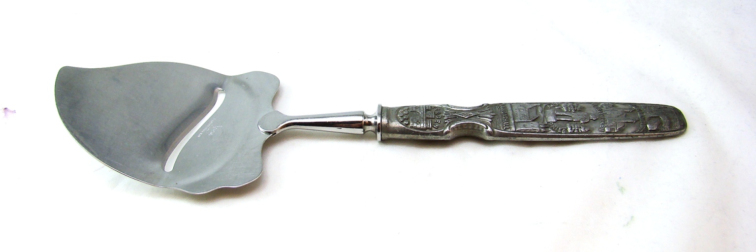 HS Kongetinn Pewter Bergen Norway Souvenir Cheese Slicer/Knife | eBay