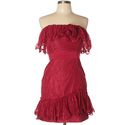 MARCHESA Pearl Red Lace Ruffle Vamp Wiggle Holiday
