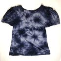 ANA Blue White Tie Dye Ruched Sleeve Modal Soft T 