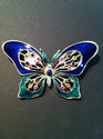 Glass Butterfly Brooch - Blue & Green 