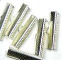 30x7mm 1-1/8 Inch Textured Silver Plated Brass Rib