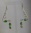 Abstract Dangling Brass Earrings - Emerald Tear Dr