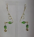Abstract Dangling Brass Earrings - Emerald Tear Dr