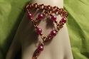 Fuchsia Glass Beads Copper Chainmaille Ring Bracel