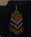 Golden Evening Beaded Fringe Dangle Drop Earrings.