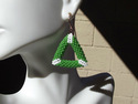 Jade Green Triangle Shaped Peyote Dangling Earring