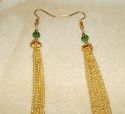 Emerald Green Rondelle Crystal Gold Tone Bell and 