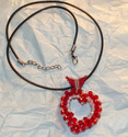 Crystal Heart Pendant w/Leather Cord Necklace [cho