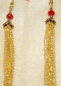 Red Siam Rondelle Crystal Antique Gold Tone Bell a