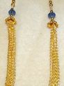 Blue Sapphire Rondelle Crystal Gold Tone Bell and 