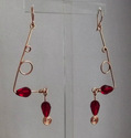 Abstract Dangling Copper Earrings - Siam Red