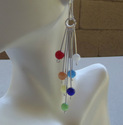 Chakra Fiber Optic Cat's Eye Beads Dangling From S