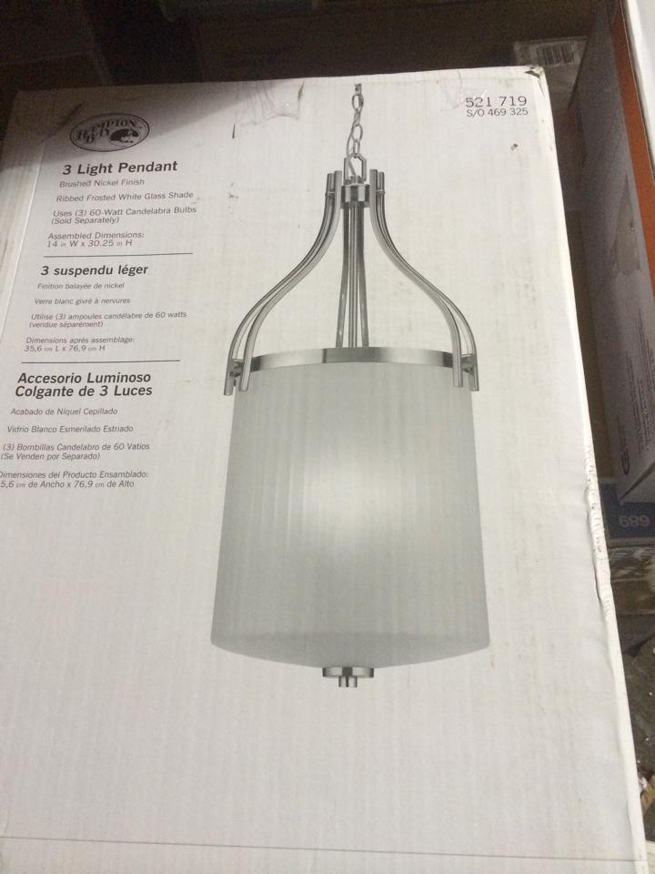 Hampton Bay ES1613SBA Sheldon Collection Foyer Pendant Brushed Nickel