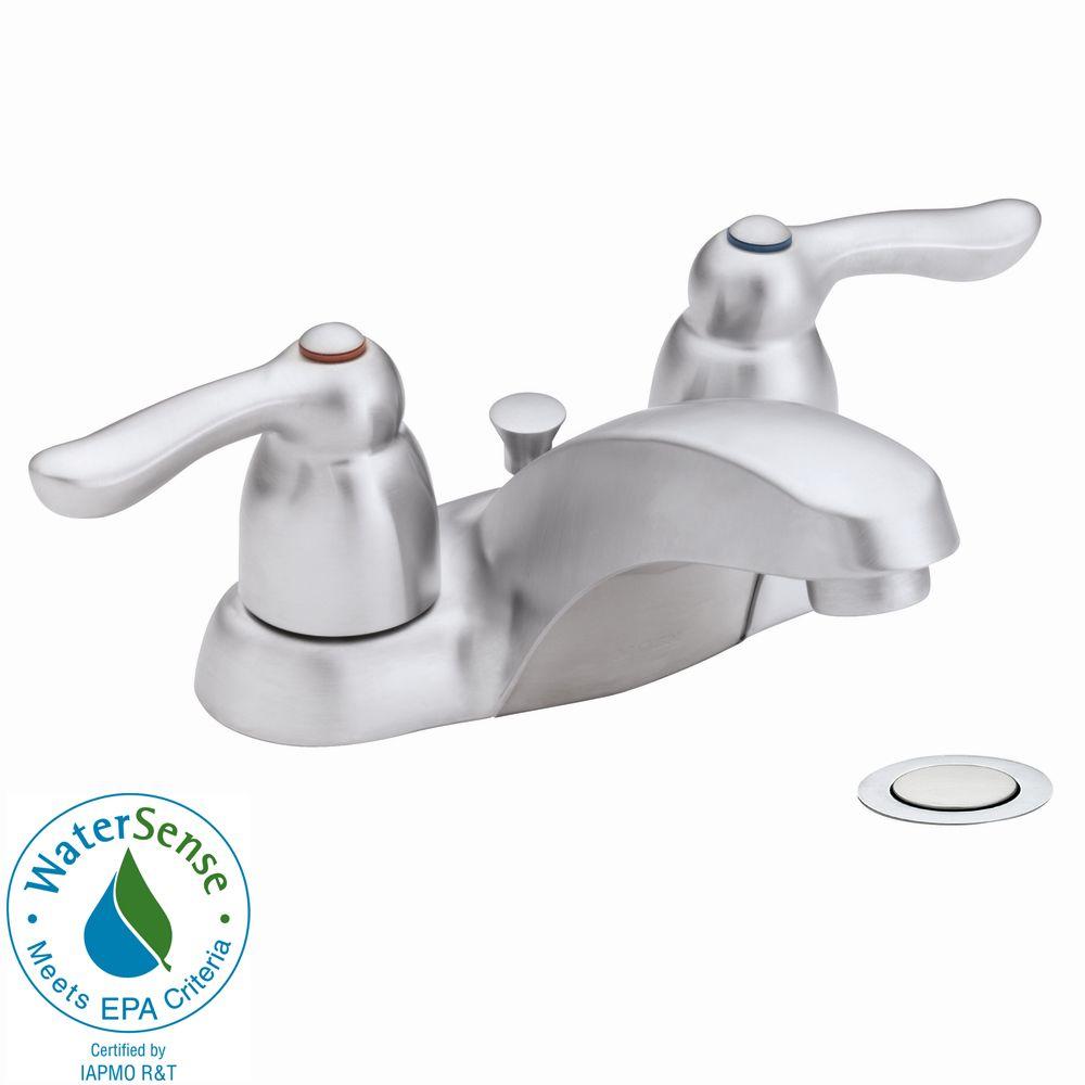 MOEN 4925BC Chateau 4 In 2 Handle Low Arc Bathroom Faucet In Brushed   026508136737 1 