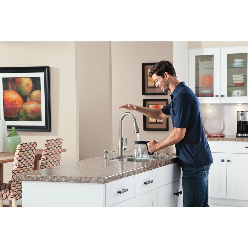 Moen 87350esrs Haysfield Pull Down Kitchen Faucet Motionsense In Stainless Pppab 140 Avi Depot 