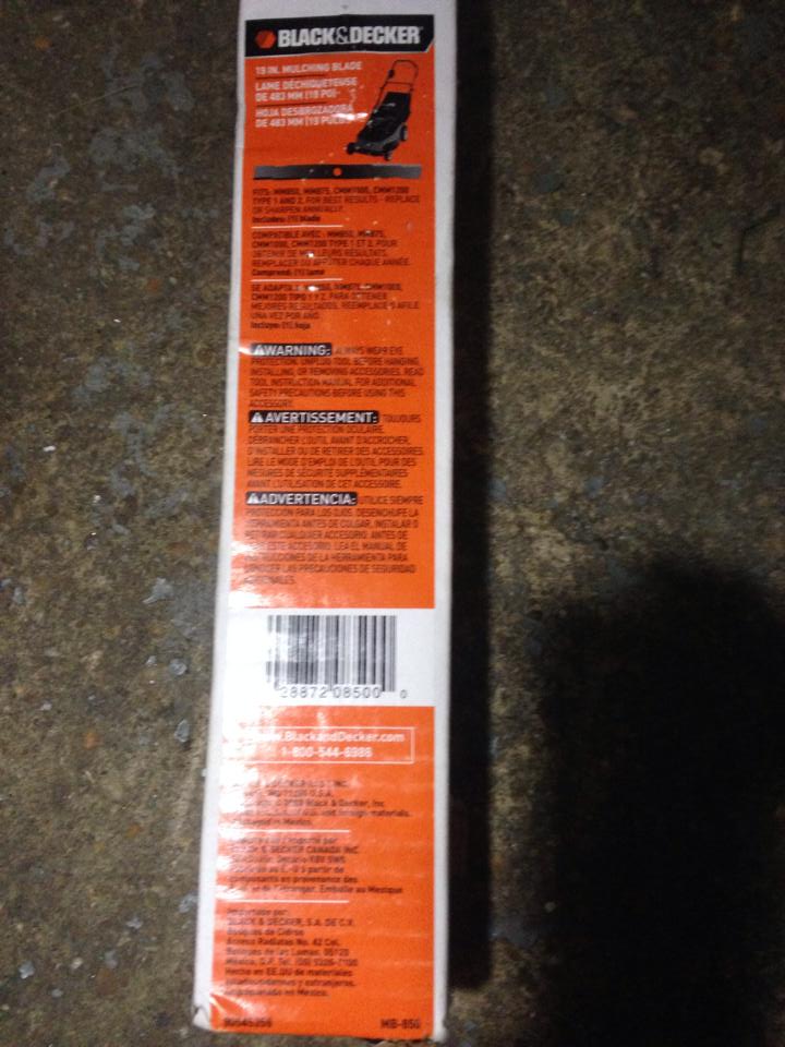 BLACK & DECKER MB850 19 in. Replacement LawnMower Blade PPPA, Avi