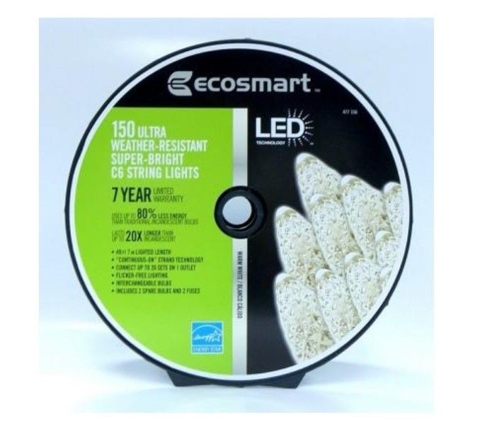 EcoSmart 150Light Christmas LED Super Bright Energy Smart C6 String