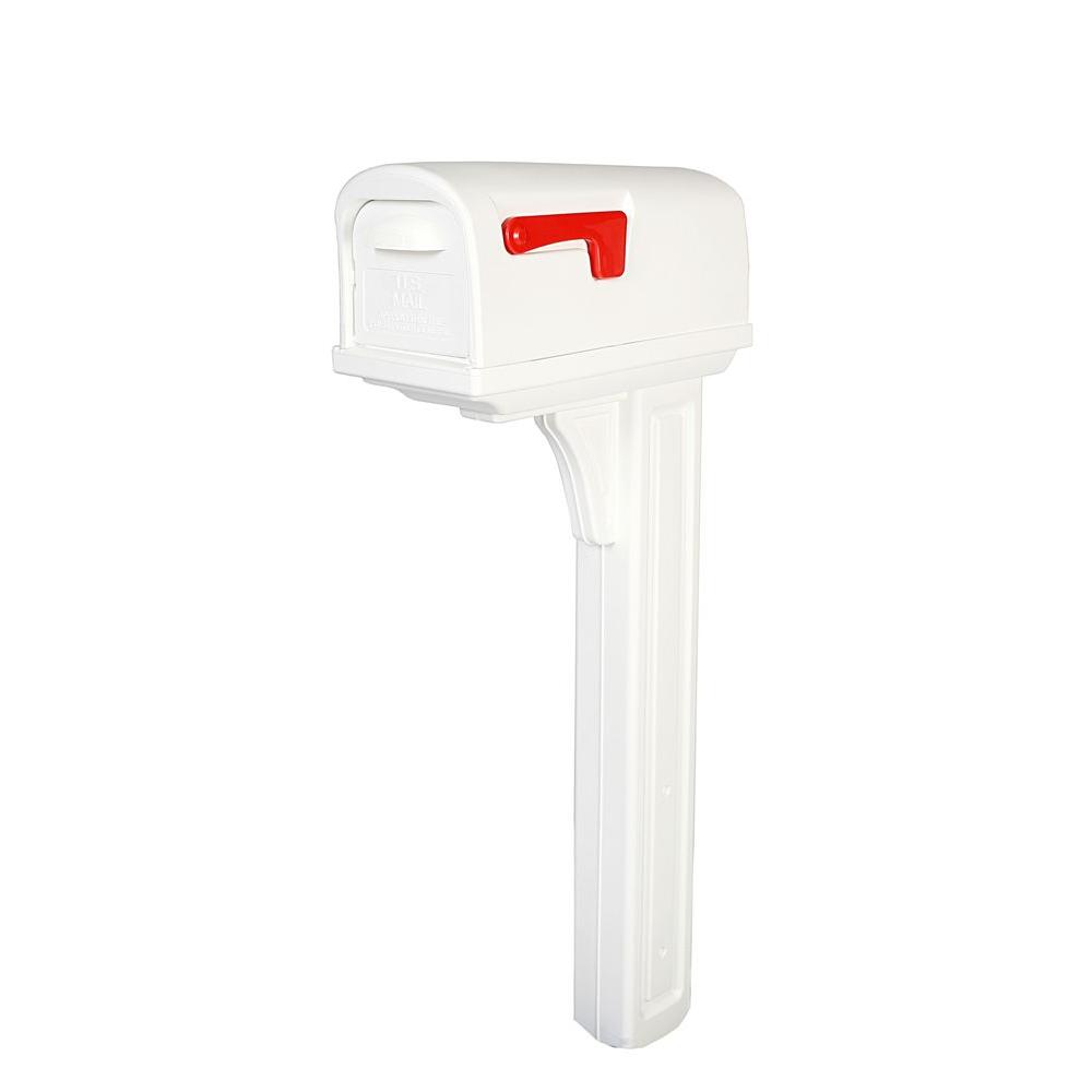 Rubbermaid CL10000W Plastic Mailbox and Post Combo with Double Door in