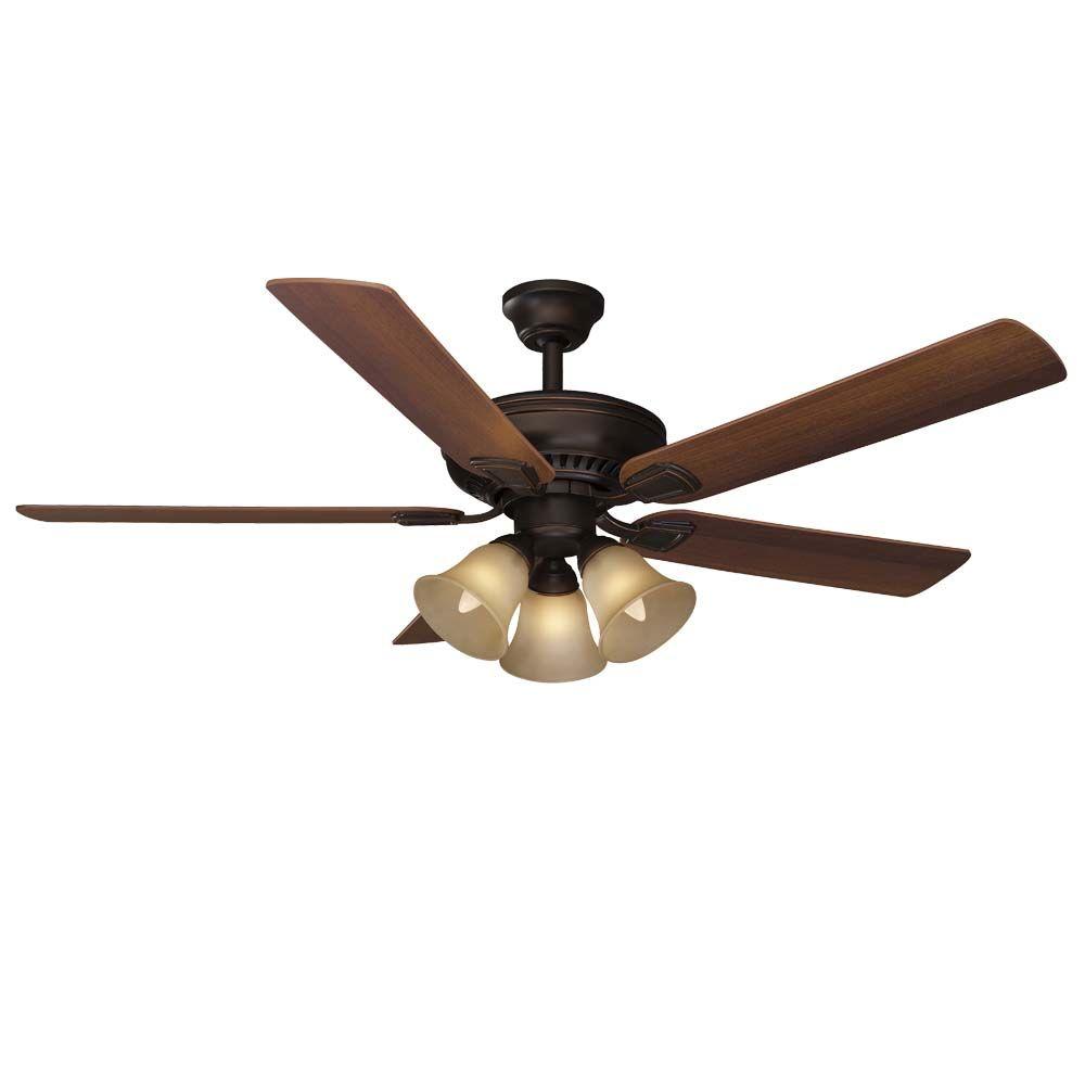 Hampton Bay 51350 Campbell 52 in. Mediterranean Bronze Ceiling Fan with ...