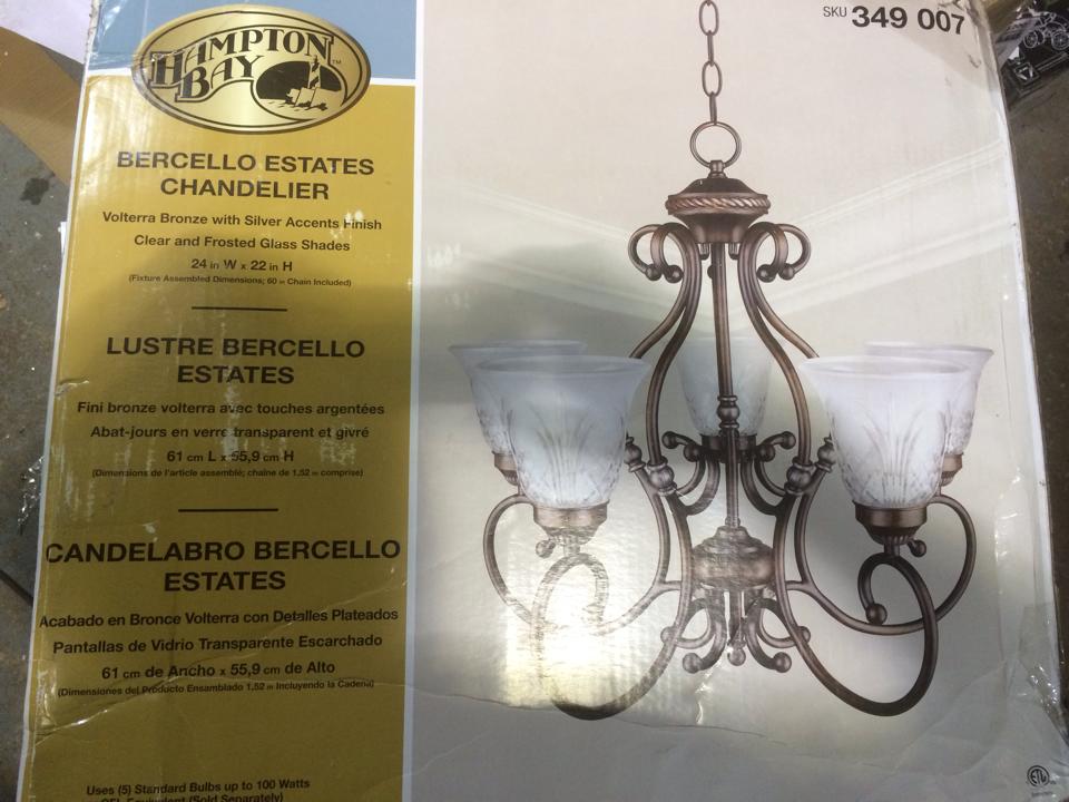 Hampton Bay 17060 5 Light Chandelier In Volterra Bronze With Silver Hampton Bay 17060 5 Light Chandelier In Volterra B