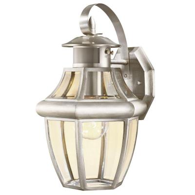 Hampton Bay BPO1691-MS 1-Light Motion-Sensing Outdoor Brushed Nickel ...