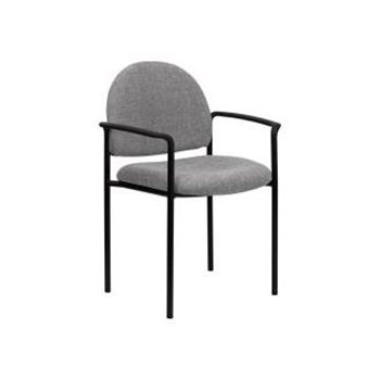 Gray Fabric Comfortable Stackable Steel Side Chair