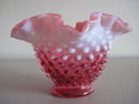 Fenton cranberry opalescent  hobnail vase NICE!