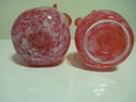 Orange opalescent art glass vases pair NICE!