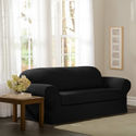 Twill 2-Pc. Loveseat Slipcover Black New