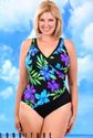 Longitude Side-Shirred  One Pc. Swimsuit 24W NEW