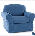 Twill 2-Pc. Chair Slipcover COLOR Ming Blue  NEW