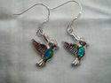 Birds Blue Opal 925 Sterling Dangle Earrings