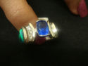 Tanzanite and Blue Fire Opal Inlay 925 Sterling Si