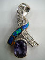 Tanzanite and Blue Fire Opal Inlay 925 sterling Pe