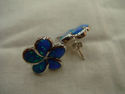 Flower Shape Blue Fire Opal 925 Sterling Silver Ea