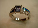 Square Tanzanite and Blue Fire Opal Inlay 925 Ster
