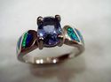 Tanzanite and Blue Fire Opal Inlay 925 Sterling Si