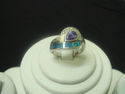 Amethyst &  Blue Fire Opal Inlay with White Topaz 