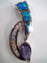 Tanzanite and Blue Fire Opal Inlay 925 sterling Pe