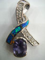 Tanzanite and Blue Fire Opal Inlay 925 sterling Pe