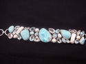 Larimar Blue Topaz Fresh Water Pearl & Moonstone .