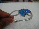 Blue Fire Opal & White Topaz Cuff Bracelet