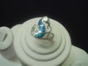 Sea Horse  Blue Fire Opal Inlay 925 Silver Ring Si