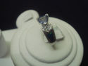 Trillion Cut Tanzanite &  Blue Fire Opal Inlay 925