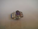 Amethyst &  Blue Fire Opal Inlay with White Topaz 