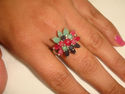 Flower Shape Ruby, Sapphire And Emerald 925 STERLI